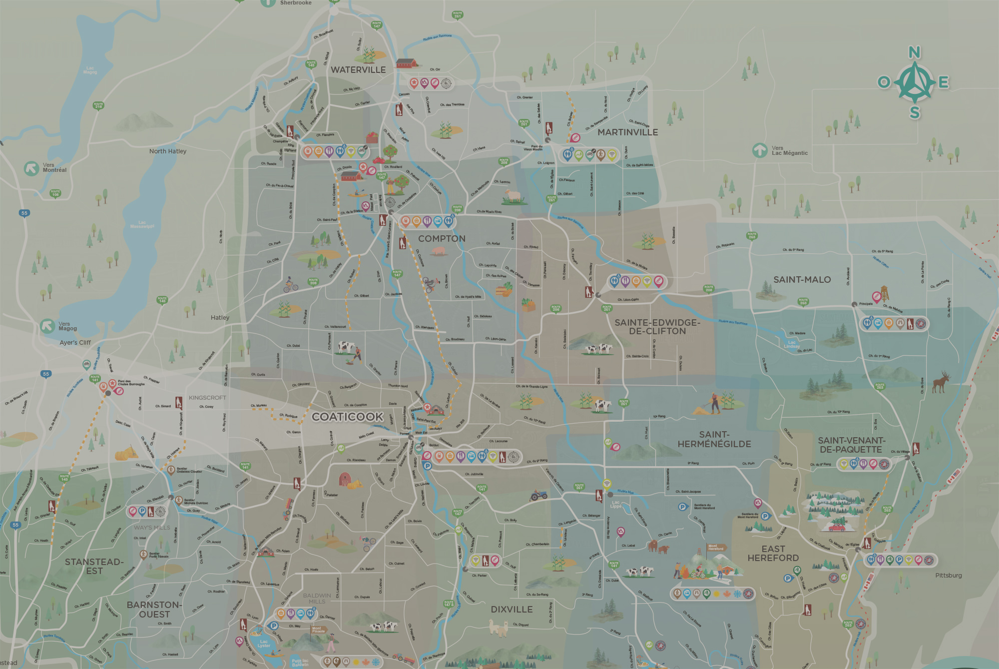 Carte touristique interactive de la région de Coaticook
